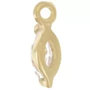 Dije Navette de circonita 9,5x3 mm - Dorado con oro fino - Cristal x1