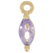 Dije de circonita 9,5x3 mm - Dorado con oro fino - Violeta x1|raw }}