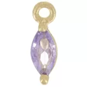 Dije de circonita 9,5x3 mm - Dorado con oro fino - Violeta x1