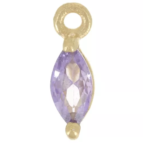 Dije de circonita 9,5x3 mm - Dorado con oro fino - Violeta x1