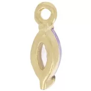 Dije de circonita 9,5x3 mm - Dorado con oro fino - Violeta x1