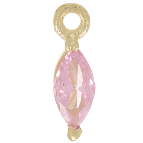 Dije de Lanzadera de 9.5x3mm con Óxido de Circonio - Dorado con Oro Fino - Rosa x1