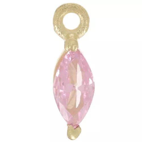 Dije de Lanzadera de 9.5x3mm con Óxido de Circonio - Dorado con Oro Fino - Rosa x1