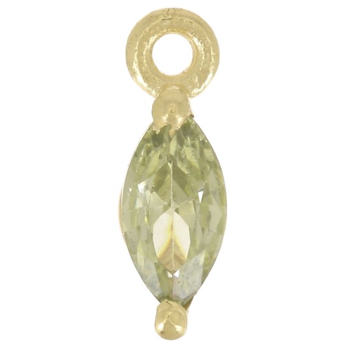 Dije de Lanzadera de 9.5x3mm con Óxido de Circonio - Dorado con Oro Fino - Verde x1
