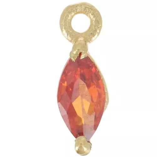 Dije de Lanzadera 9.5x3mm con Óxido de Circonio - Dorado - Naranja x1