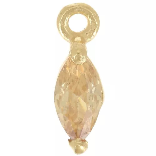 Dije de Lanzadera 9.5x3mm con Óxido de Circonio - Dorado con Oro Fino - Topacio Claro