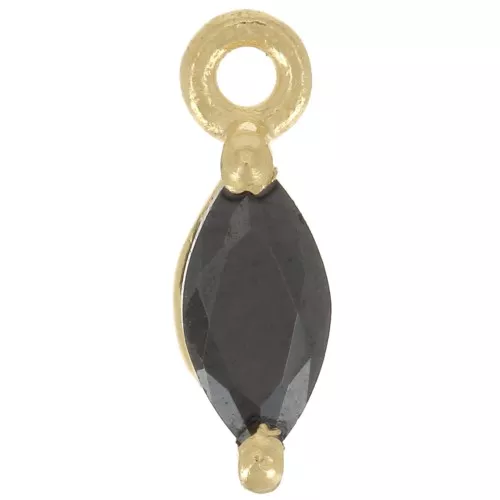 Dije de lanzadera de 9,5x3mm con óxido de circonio - Dorado - Negro x1