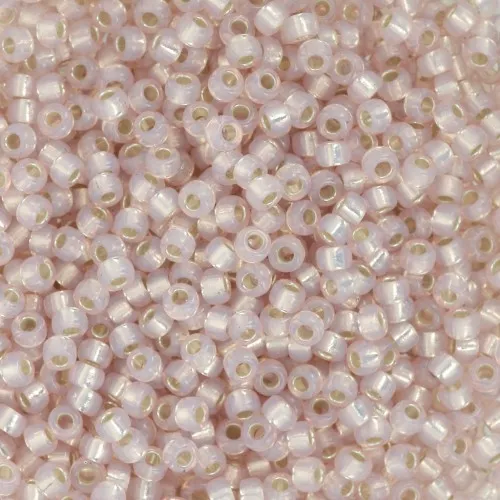 Rocalla Miyuki 11/0 579 - Alabastro teñido Blush forrado de plata x8g