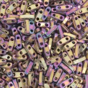 Cuentas Miyuki Cuarto de Tila 5x1.2x1.9 mm QTL-188 - Iris Metálico Púrpura Dorado x10g