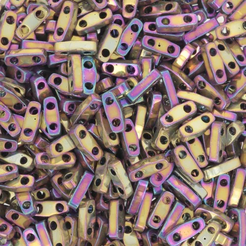 Cuentas Miyuki Cuarto de Tila 5x1.2x1.9 mm QTL-188 - Iris Metálico Púrpura Dorado x10g