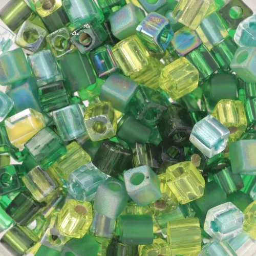 Mezcla Cubos Miyuki 4 mm SB-MIX-12 - Ever Green x10g