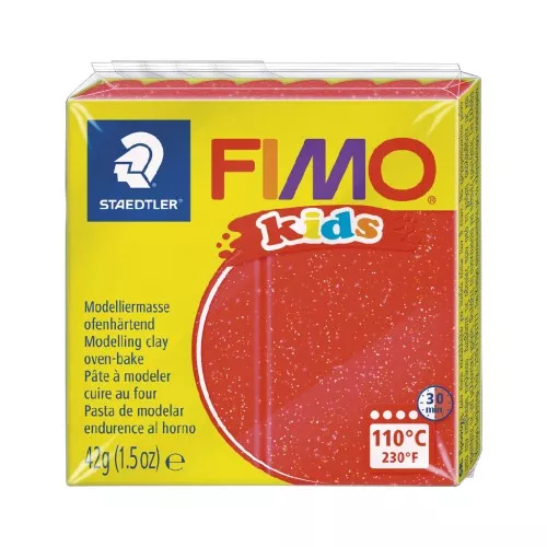 Pasta Fimo kids 42gr Roja con chispas (n°212)