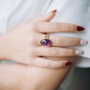 Anillo de engaste ajustable para cabujón 18x13 mm - 3 micras chapado en oro x1