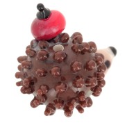 Cuenta de cristal artesanal erizo 15x17 mm - Marrron x1