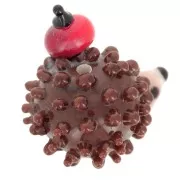 Cuenta de cristal artesanal erizo 15x17 mm - Marrron x1