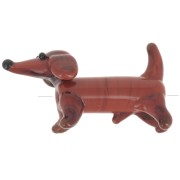 Cuenta de cristal artesanal Perro salchicha 14x27 mm - Marrón x1