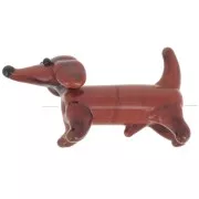 Animal - Cuenta de cristal artesanal Perro salchicha 14x27 mm - Marrón x1 Cuenta de cristal artesanal Perro salchicha 14x27 mm - Marrón x1