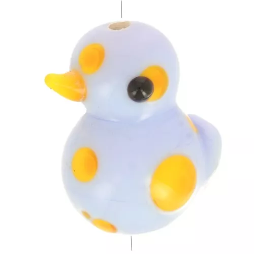 Cuenta de cristal artesanal pájaro 18x13 mm - Azul cielo - Amarillo x1