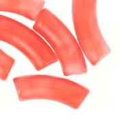 Tubo de cuentas curvadas 35x11mm en acrílico translúcido - Rojo jaspeado nacarado x6