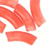 Tubo de cuentas curvadas 35x11mm en acrílico translúcido - Rojo jaspeado nacarado x6