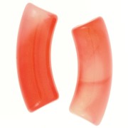 Cuentas tubulares curvadas de acrílico translúcido 35x11 mm - Rojo jaspeado nacarado x6