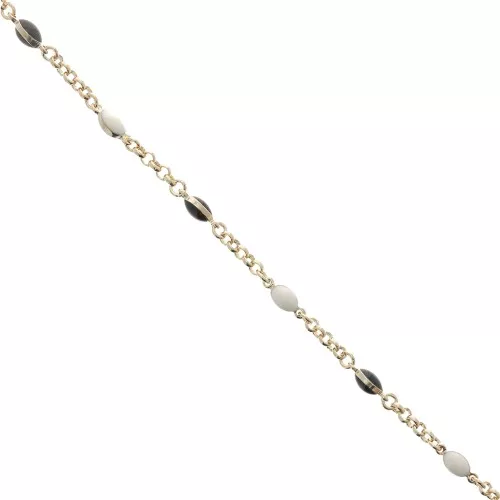 Cadena malla Jaseron esmaltada 4.1 mm Blanco Negro dorado x 50cm