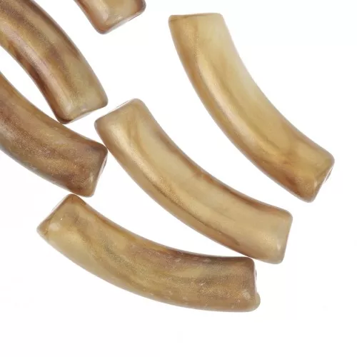 Perlas de tubo curvado 32x8 mm en acrílico translúcido - Mármol bronce nacarado x6
