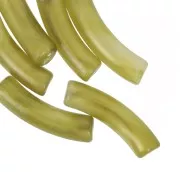 Perles tube incurvé en acrylique translucide 32x8 mm - Marbré olive nacré x6