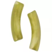 Cuentas de tubo curvadas 32x8 mm en acrílico translúcido - Perla oliva jaspeada x6