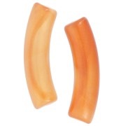 Cuentas tubo curvadas de acrílico translúcido 32x8 mm - Perla jaspeada naranja x6