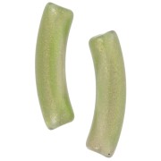Cuentas acrílicas transparentes 32x8 mm tubo curvado - purpurina verde oscuro x6