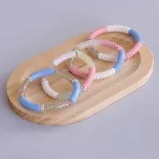 Cuentas acrílicas transparentes 32x8 mm tubo curvado - purpurina verde oscuro x6