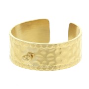 Anillo martillado ancho ajustable y anillo cerrado S.53 a 60 Acero inoxidable 304L Dorado x1