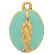 Dije ovalado 15x10mm motivo religioso Acero inoxidable 304L Dorado - Turquesa x1|raw }}
