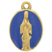 Dije Ovalado 15x10mm Motivo Religioso Acero inoxidable 304L Dorado - Azul x1|raw }}
