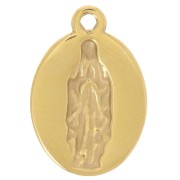 Dije Ovalado 15x10mm Motivo Religioso Acero inoxidable 304L Dorado - Azul x1