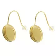 Pendientes para cabujón fondo plano 10 mm Acero inoxidable 304L Dorado x2
