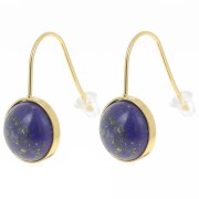 Pendientes para cabujón fondo plano 10 mm Acero inoxidable 304L Dorado x2