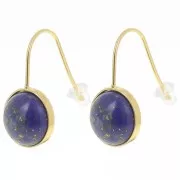 Pendientes para cabujón fondo plano 10 mm Acero inoxidable 304L Dorado x2