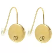 Pendientes para cabujón fondo plano 10 mm Acero inoxidable 304L Dorado x2
