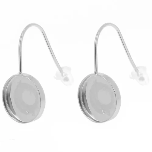 Ganchos de oreja para cabujón base plana 10 mm Acero inoxidable 304L x2