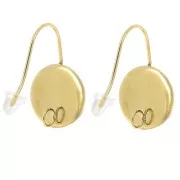 Pendientes para cabujón fondo plano 12 mm Acero inoxidable 304L Dorado x2