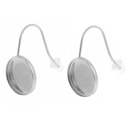 Pendientes para cabujón con parte posterior plana 12 mm Acero inoxidable 304L x2