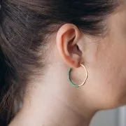 Pendientes de aro abierto 29 mm con resina epoxi - Acero inoxidable 304L Dorado - Verde x2