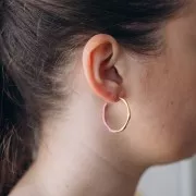 Pendientes de aro abierto 29 mm con resina epoxi - Acero inoxidable 304L Dorado - Rosa x2