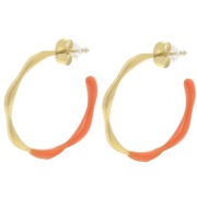 Pendientes de aro abierto 29 mm con resina epoxi - Acero inoxidable 304L Dorado - Naranja x2|raw }}