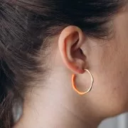 Pendientes de aro abierto 29 mm con resina epoxi - Acero inoxidable 304L Dorado - Naranja x2
