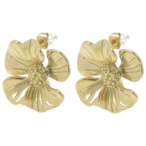 Tachuelas flor de margarita de 24 mm con anilla abierta - Acero inoxidable 304L Dorado x2