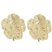 Pendientes flor anillo abierto 25 mm - Acero inoxidable 304L Dorado x2
