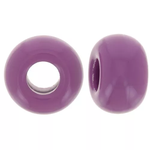 Cuentas redondas agujeros grandes 9,5 mm resina opaca - Malva oscuro x10